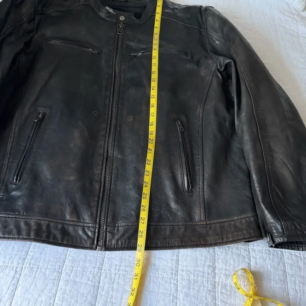 First Classics Men’s Black Leather Motorcycle Jacket XXL Authentic Riding Gear